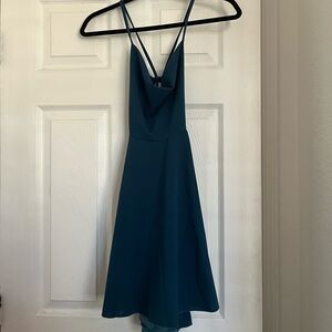 SHEIN Teal Backless Spaghetti Strap Dress